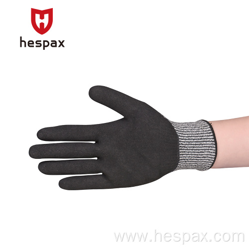 Hespax Anti-impact Nitrile Sandy Gloves Anti Cut Abrasion
